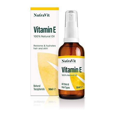NutraVit - Vitamin E Oil | 100% Natural Vitamin E Oil - 50ml - 1,333 IU/ml - Vitamin E Oil For Hair, Skin, Face, Stretch Marks & Cuticles - Natural, Vegan, Hexane Free, Cruelty Free & Non-GMO Cover