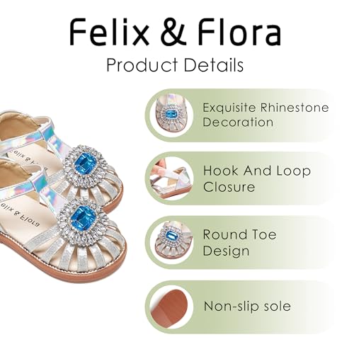 Image of Felix & Flora Toddler Girls Sandals Soft Rubber Princess Flat Shoes Flower Girl Shoes