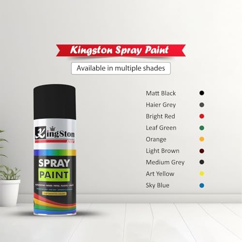 Image of Kingston Acrylic Spray Paint for Metal, Wood, Wall & Plastic, Multi-Surface DIY Paint, Quick Dry, Smooth Gloss Finish, 400ml Can, Glossy Black, 1 Pc