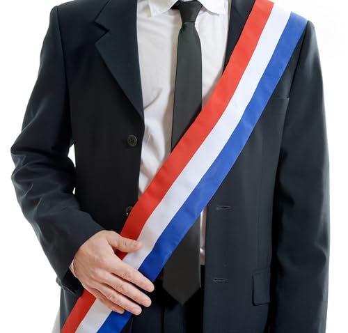 Echarpe du Maire de 8 cm x 2 mètres, tricolore FRANCE