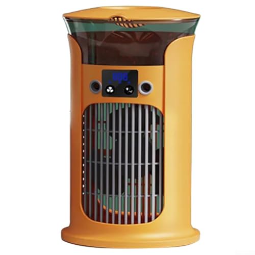 MeevrgR Refrigeración de aire acondicionado portátil – Tanque de agua de 880 ml, refrigeración de 3 velocidades, oscilación de 180°, carga USB-C Luz nocturna de 7 colores (amarillo)
