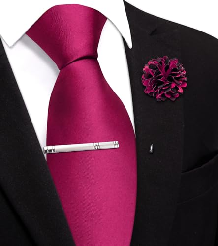 Image of Hi-Tie Pretied Boys Ties Solid Color Kids Adjustable Necktie Lapel Pin Clip Set Age 8-12 Wedding School Graduation