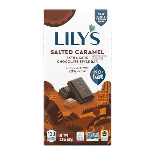 Image of LILY'S Salted Caramel Extra Dark Chocolate Style No Sugar Added, Sweets Bar, 2.8 oz