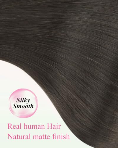 Image of YoungSee Tape in Extensions Ash Brown Invisible Tape in Hair Extensions Human Hair Mocha Brown Can be Heat-Styled Tape ins Human Hair Extension for First-time Users 50g 16 Inch 20pcs