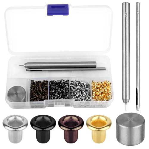 UTOCLEC Mini Ojales Ojales, 800 Piezas Kit de Ojales de Cobre para Cordones, Juego de Ojales de Metal de Cobre Chapado de 2 Mm, Ropa Zapatos Bolsos Cinturones