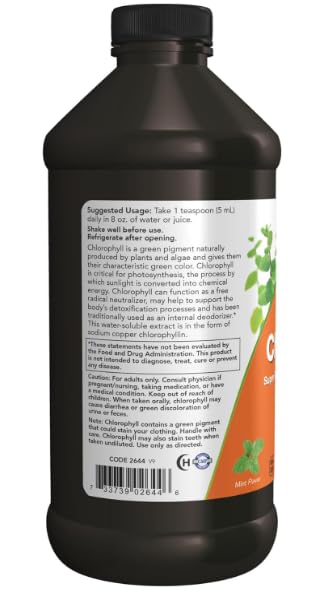 Super concentrato, clorofilla liquida, aroma naturale di menta, 473 ml,