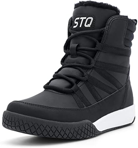 STQ Women’s Winter Walking Boots Zip Up Lightweight Cozy Ankle Bootie with Laces