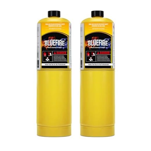 BLUEFIRE (2) 14.1 oz Modern MAPP Gas Cylinder 99.9% High Purity Propylene Equal to MAP-PRO Hotter than Small Propane Tank Torch Fuel Various Packages Available MAP GAS Cylinder Torch Kit Pack of 2