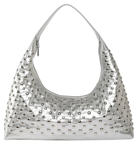 Slouchy Hobo Bags for Women Crescent Tote Bag for Women Studded Rivet Underarm Purse Shoulder Handbag Top Handle Bag 2025