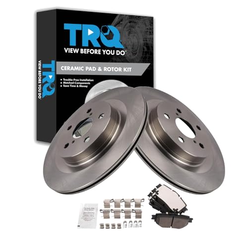 Image of TRQ Rear Brake Pad and Rotor Set Ceramic Compatible with 2021-2022 Toyota Sienna