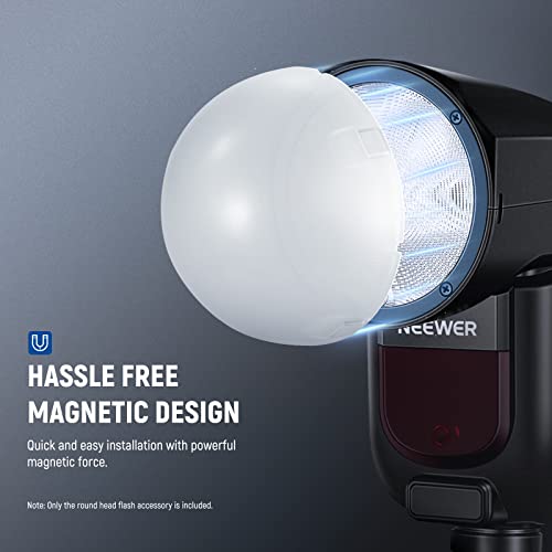 Image of NEEWER M12 Magnetic Dome Diffuser for Round Head Speedlite Flash | Magnetically Attached, Flash Dome Light Modifier, for Z3R, Z2PRO, Z2, Z1 Speedlite