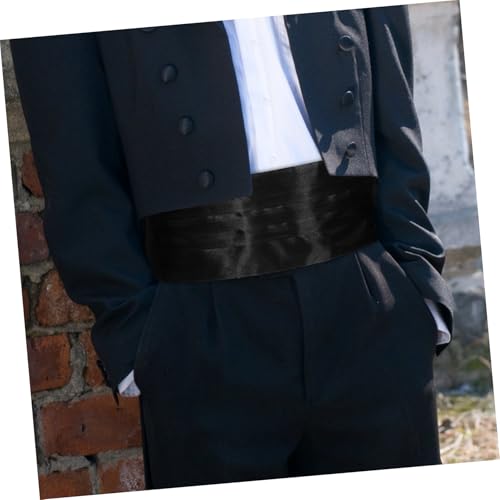 FRCOLOR Satin Cummerbund for Men Adjustable Formal Waist Band Pre-tied Bow Tie for Weddings and Special Events Elegant Tuxedo Accessories4