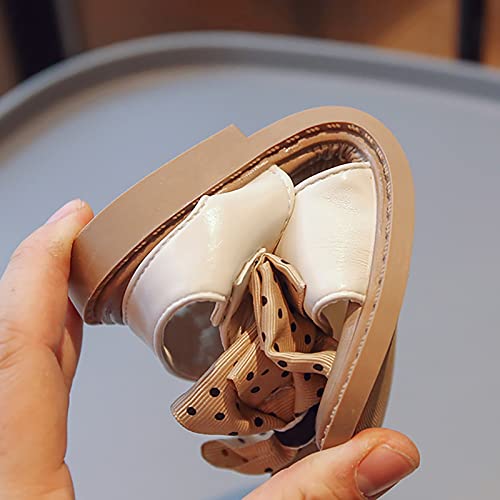 Girls Dress Shoes Cute Bow Mary Jane Shoes Ballerina with Satin Ankle Tie for Wedding Birthday Size 3 Girls Sandals4