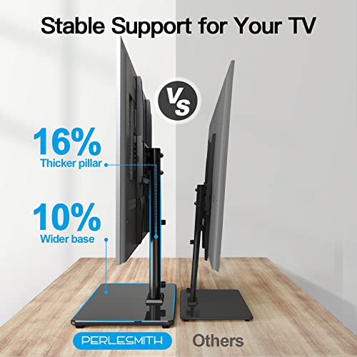 Image of PERLESMITH Universal TV Stand Table Top TV Base for 32 to 65 inch LCD LED OLED 4K Flat Screen TVs-Height Adjustable TV Mount Stand with Tempered Glass Base,VESA 400x400mm,Holds up to 88lbs,PSTVS15