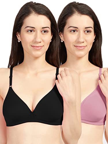 Image of SONARI Omania Womens Non-Padded Cotton Polyester Bras - Solid, Non-Wired, Medium Coverage, Hand Washable (Pack of 2)