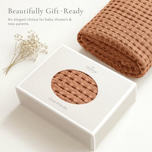Image of Konssy Waffle Baby Blanket for Boys & Girls, Soft Newborn Swaddle Blanket | Waffle Knit, Cozy Crib Blanket Neutral for Nursery, Stroller & Toddler Bed, Machine Washable, 41 inch x 37 inch(Brown)