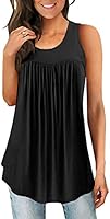 CATHY Women's Sleeveless Pleated Front T-Shirt Scoop Neck Tank Vest Pullover Blouses