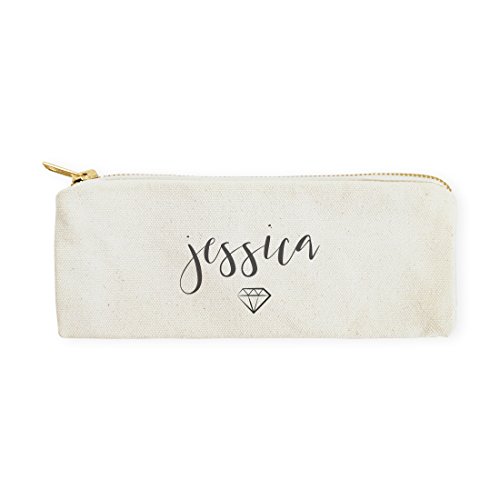 Image of The Cotton & Canvas Co. Personalized Name with Diamond Small Cosmetic Case and Travel Pouch for Office and On the Go