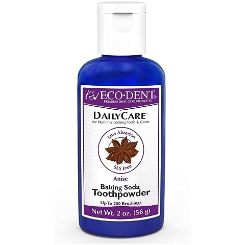 Eco-Dent DailyCare Baking Soda Toothpowder, Anise – SLS & Fluoride-Free Toothpaste Powder with Minerals & Essential Oils, Toothpaste Alternative + DailyRinse Single-Use Pack Cover