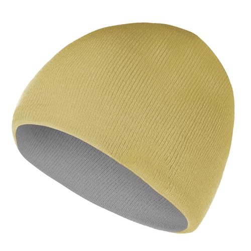 ZOORON Beanie for Women Men Reversible Winter Hats Unisex Cuffed Skull Knit Hat Cap Warm Fisherman Beanies LightGrey Beige