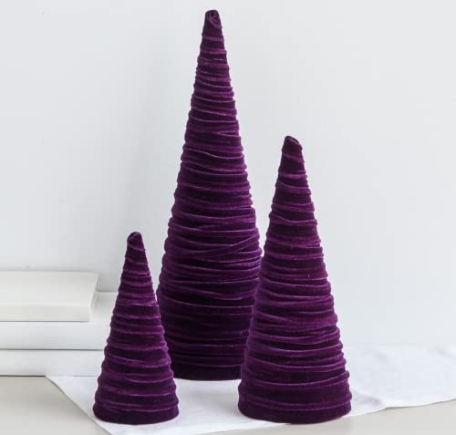 Image of Your Heart's Content Plum Velvet Trees Set of 3 (Plum)