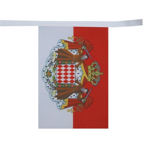 Image of AZ FLAG Monaco Coat of arms 6 meters BUNTING Flag 20 flags 9'' x 6'' - Monegasque - Monacans STRING flags 15 x 21 cm