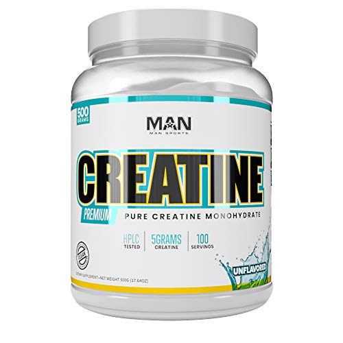 Man Sports Creatine Monohydrate Powder. Strength Building Supplement to Boost Athletic Performance (100 Servings)