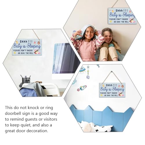 Letrero de madera para niños con cuerda de lino para puerta de dormitorio 6