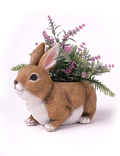 HAUCOZE Flower Pot Succulent Cacuts Planter Rabbit Statue Decor Modern Sculpture Gifts Table Crafts Polyresin Arts 22cm