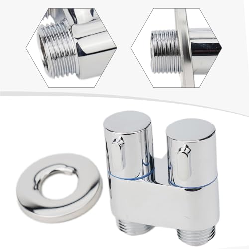 Doppeltes Steuerungswinkelventil, 1 in 2 Out Dual Control Ventil, Eckventil Kupfer Doppelauslassventil G1/2 für Küchenspüle Badezimmer Duschkopf Waschbecken WC Bidet