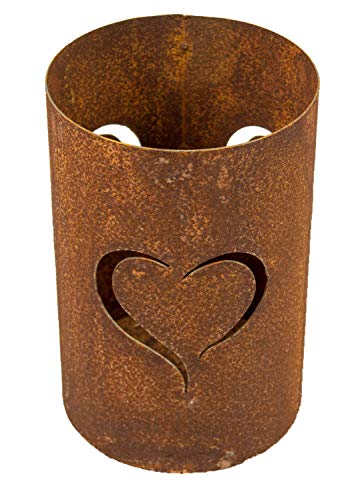 Edelrost Windlicht Herzen - 24 cm hoch - Rostdeko Laterne