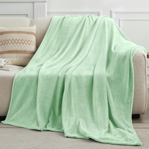 KMUSET Sage Green Fleece Blanket for Bed - Lightweight Super Soft Cozy Luxury Bed Blanket Microfiber 60 x 80 inches