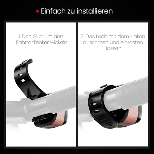 OnMeto Fahrradlicht vorne, IPX5 Wasserdicht Frontfahrrad Lampe Fahrrad licht，USB Type-C Wiederaufladbares Fahrradleuchten für Fahrrad (Rosa) – Ansicht 6