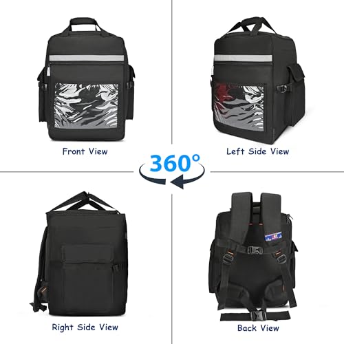 Image of Multipurpose Delivery Bag - Extra Large Backpack for Courier, Grocery, E-Commerce & Catering Use, Travel & Luggage Check-in Bag (Black, 15x15x20 inch)