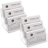 TecUnite 2 Pack Business Card Holder 3 Tiers Plastic Card Stand Organizer Clear Card Holder Display for Office, 180 Cards Capacity