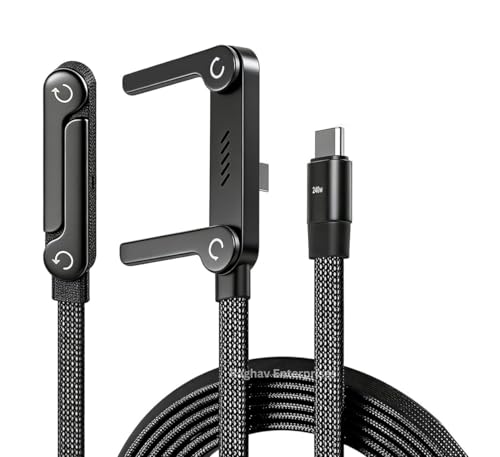 Image of USB C to C 240W Fast Charging Cable for Huawei Honor Mate 10 Pro 1.5M with Foldable Invisible Multi-Angle Adjustable Stand Multi Charger Cord with Type C for Phone, Tablet,Laptops Quick Charge -A