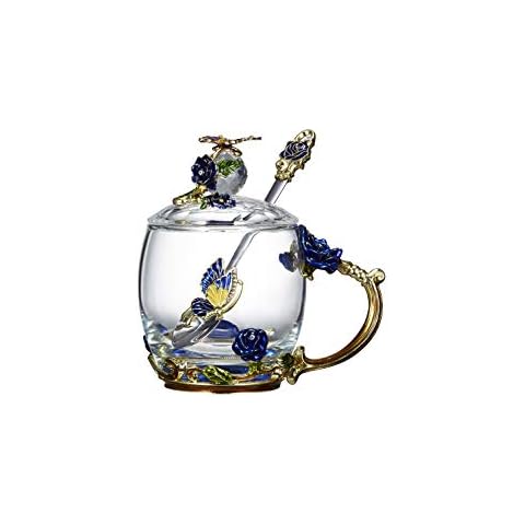 Flower Teacup with Spoon and Lid Cover