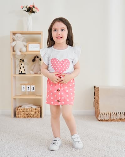 Image of Ayzozuy Kid Girl Clothes Shorts Set 2 Piece Outfits Summer Casual Short Sleeve Top and Shorts Set for Girls 4-7