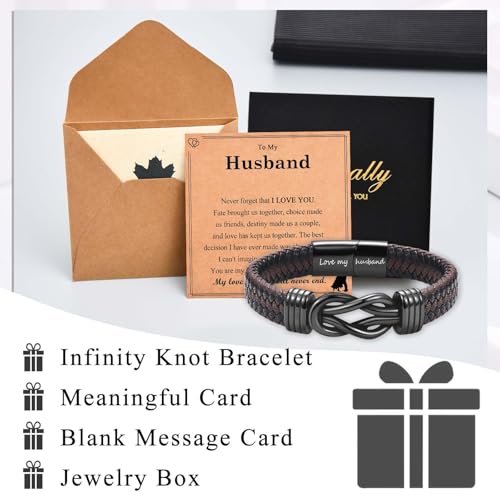 Infinity Knot Bracelet Leather Bracelet Gifts for Son Grandson Nephew Brother Dad Husband Uncle Grandpa Boyfriend, Easter Graduation Christmas Valentines Fathers Day Birthday Gifts for Boys Men Him4