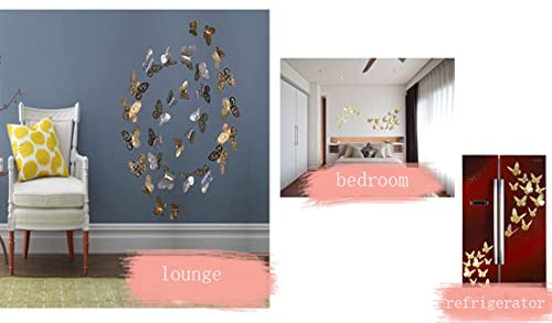 12PCS Vinilos Decorativos Mariposas 3D Oro miniatura 7
