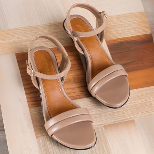 Image of TRASE Women's Fashion Kitten Heels Sandals | Elegant & Comfortable Block Heel for Women | Perfect Footwear for Festive, Wedding, Office & Everyday Style