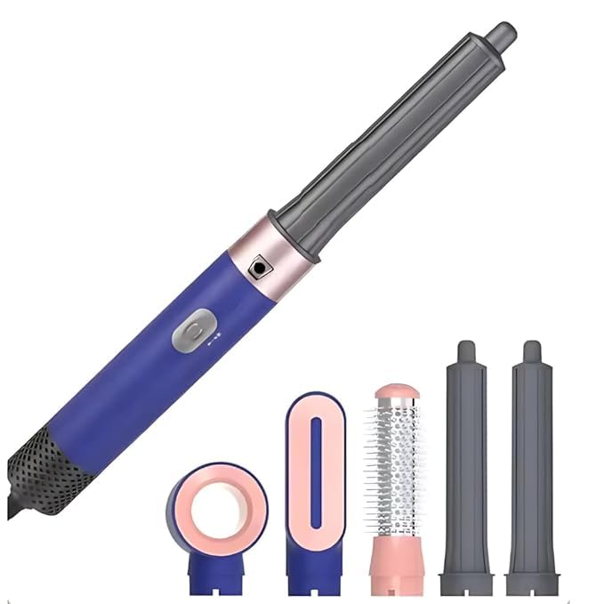 drumstone 【𝐋𝐢𝐦𝐢𝐭𝐞𝐝 𝐓𝐢𝐦𝐞 𝐎𝐟𝐟𝐞𝐫 𝐖𝐢𝐭𝐡 𝟏𝟐 𝐘𝐞𝐚𝐫𝐬 𝐖𝐚𝐫𝐫𝐚𝐧𝐭𝐲】5-in-1 hair styling kit – curl, straighten, volumize, wave & dry with adjustable heat – all hair types (blue)