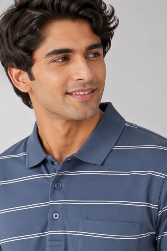 Image of SANE ORIGINALS Half Sleeve Polo T-Shirt for Men with Pocket || Stripe Collar and Pocket T-Shirt for Men Half Sleeves