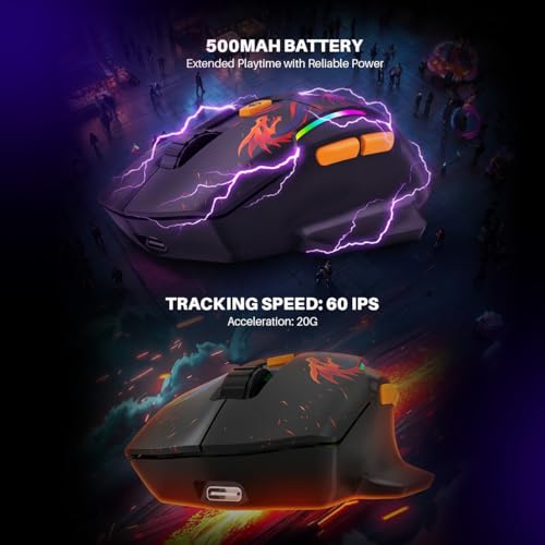 Image of Cosmic Byte Helios Tri-Mode Wired + 2.4GHz Wireless + Bluetooth Gaming Mouse | 10,000 DPI | 1000Hz Polling | Huano 10M | 5 Programmable Buttons | RGB | Lightweight 81g | PTFE | Software (Dragon Black)
