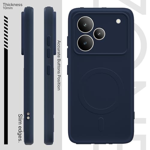 Image of Outlouders Back Cover for Realme P4 Pro 5G Soft Matte Silicone Cover with Slim Fit | Mag-Safe Logo (Not Mag-Safe Compatible) | Shockproof | Camera Protection Bumper Case (Blue)
