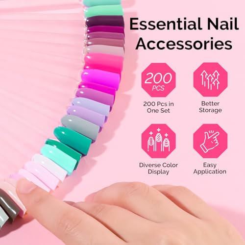 Image of MelodySusie 200 Pcs Nail Swatch Sticks with Ring, Clear Swatches for Gel Polish, Transparent Acrylic Practice Tips, Suitable for Displaying Colors, Training Nail Art for Beginners and Professionals