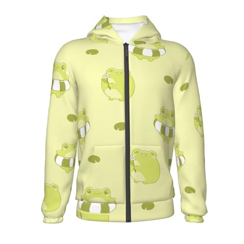 Cute Frog3 Kids Pullover Hoodies Boys Zip Up Sweatshirts Girls Athletic Clothes with Pocket2