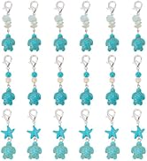 arricraft 18 Pcs 3 Styles Synthetic Turquoise Turtle Clip-On Charms, Blue Howlite Starfish Stitch...