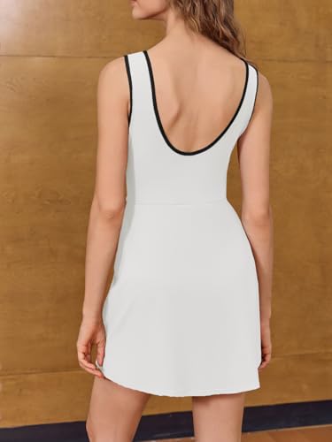 Fisoew Womens Tennis Dress Built in Shorts Sleeveless Tie Waist Wrap Open Back Golf Athletic Tank Dresses2
