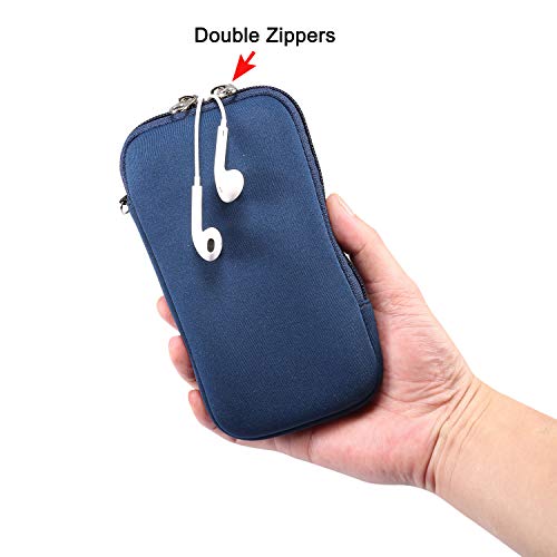 Image of Neoprene Cell Phone Sleeve Pouch Carrying Case for Samsung Galaxy A17 A16 A14 A13 A07 A06 A05 S26 Ultra S23 Ultra S22 Ultra, Moto G 5G 2024 2025 2026 / G Play /G Power with Neck Lanyard (Blue-XL)